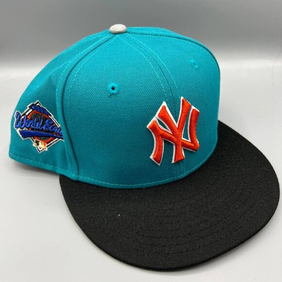 New York Yankees Hat Men 7 1/2 Blue World Series‎ 59Fifty New Era MLB Fitted Cap